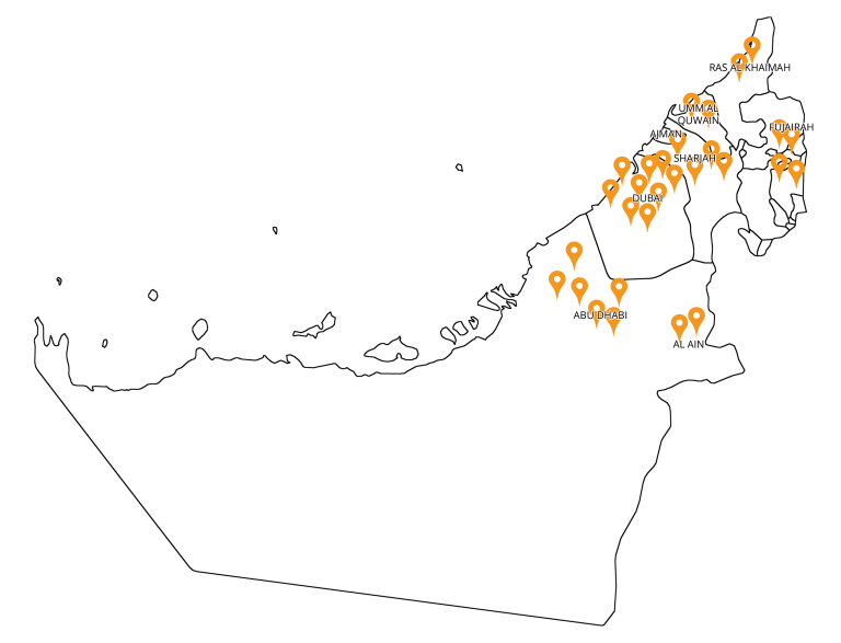 UAE Map - Cibes Installations
